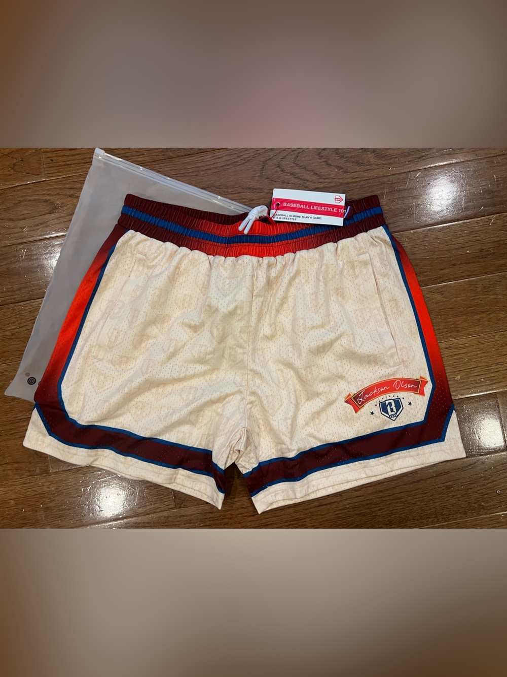 Baseball Lifestyle 101 Shorts Red & Blue Contrast Trim Men's Performance
